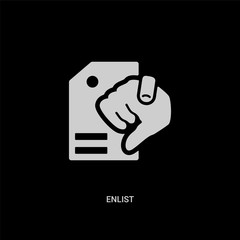 white enlist vector icon on black background. modern flat enlist from miscellaneous concept vector sign symbol can be use for web, mobile and logo.