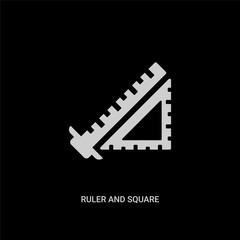 Fototapeta na wymiar white ruler and square measuring tools vector icon on black background. modern flat ruler and square measuring tools from miscellaneous concept vector sign symbol can be use for web, mobile and