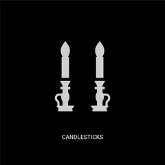 white candlesticks vector icon on black background. modern flat candlesticks from miscellaneous concept vector sign symbol can be use for web, mobile and logo.