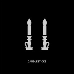 white candlesticks vector icon on black background. modern flat candlesticks from miscellaneous concept vector sign symbol can be use for web, mobile and logo.