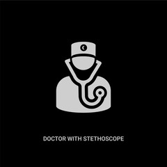 white doctor with stethoscope vector icon on black background. modern flat doctor with stethoscope from medical concept vector sign symbol can be use for web, mobile and logo.