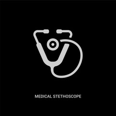 white medical stethoscope vector icon on black background. modern flat medical stethoscope from medical concept vector sign symbol can be use for web, mobile and logo.
