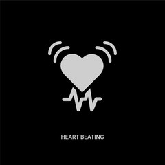 white heart beating vector icon on black background. modern flat heart beating from medical concept vector sign symbol can be use for web, mobile and logo.