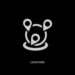 white locations vector icon on black background. modern flat locations from maps and flags concept vector sign symbol can be use for web, mobile and logo.