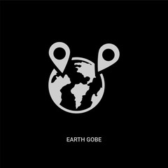 white earth gobe vector icon on black background. modern flat earth gobe from maps and flags concept vector sign symbol can be use for web, mobile and logo.