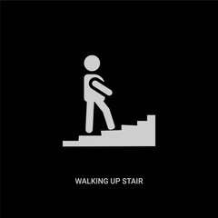 white walking up stair vector icon on black background. modern flat walking up stair from maps and flags concept vector sign symbol can be use for web, mobile and logo.