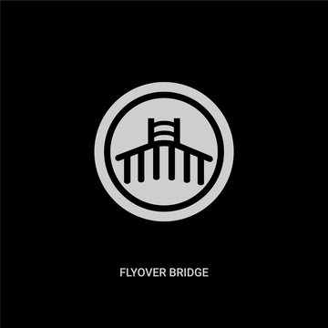 white flyover bridge vector icon on black background. modern flat flyover bridge from maps and flags concept vector sign symbol can be use for web, mobile and logo.