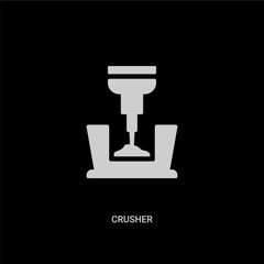 white crusher vector icon on black background. modern flat crusher from industry concept vector sign symbol can be use for web, mobile and logo.