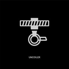 white uncoiler vector icon on black background. modern flat uncoiler from industry concept vector sign symbol can be use for web, mobile and logo.