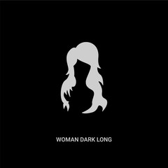 white woman dark long hair vector icon on black background. modern flat woman dark long hair from human body parts concept vector sign symbol can be use for web, mobile and logo.