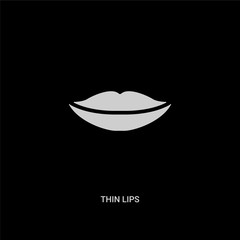 white thin lips vector icon on black background. modern flat thin lips from human body parts concept vector sign symbol can be use for web, mobile and logo.