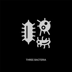 white three bacteria vector icon on black background. modern flat three bacteria from human body parts concept vector sign symbol can be use for web, mobile and logo.