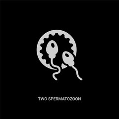 white two spermatozoon vector icon on black background. modern flat two spermatozoon from human body parts concept vector sign symbol can be use for web, mobile and logo.