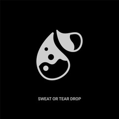 white sweat or tear drop vector icon on black background. modern flat sweat or tear drop from human body parts concept vector sign symbol can be use for web, mobile and logo.