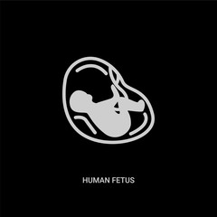 white human fetus vector icon on black background. modern flat human fetus from human body parts concept vector sign symbol can be use for web, mobile and logo.