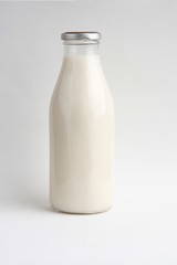 glass bottle with delicious milk..
