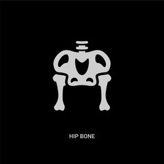 white hip bone vector icon on black background. modern flat hip bone from human body parts concept vector sign symbol can be use for web, mobile and logo.