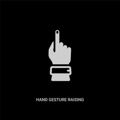 white hand gesture raising the index finger vector icon on black background. modern flat hand gesture raising the index finger from human body parts concept vector sign symbol can be use for web,