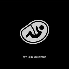 white fetus in an uterus vector icon on black background. modern flat fetus in an uterus from human body parts concept vector sign symbol can be use for web, mobile and logo.