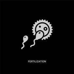 white fertilization vector icon on black background. modern flat fertilization from human body parts concept vector sign symbol can be use for web, mobile and logo.