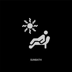 white sunbath vector icon on black background. modern flat sunbath from holidays concept vector sign symbol can be use for web, mobile and logo.