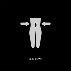 white slim down vector icon on black background. modern flat slim down from healthcare and medical concept vector sign symbol can be use for web, mobile and logo.