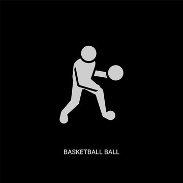 white basketball ball vector icon on black background. modern flat basketball ball from hobbies and free time concept vector sign symbol can be use for web, mobile and logo.
