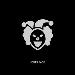 white joker face vector icon on black background. modern flat joker face from guestures concept vector sign symbol can be use for web, mobile and logo.