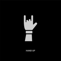 white hand up vector icon on black background. modern flat hand up from guestures concept vector sign symbol can be use for web, mobile and logo.