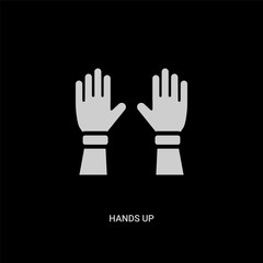 Fototapeta premium white hands up vector icon on black background. modern flat hands up from guestures concept vector sign symbol can be use for web, mobile and logo.