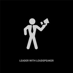 white leader with loudspeaker vector icon on black background. modern flat leader with loudspeaker from general concept vector sign symbol can be use for web, mobile and logo.