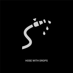 white hose with drops vector icon on black background. modern flat hose with drops from general concept vector sign symbol can be use for web, mobile and logo.