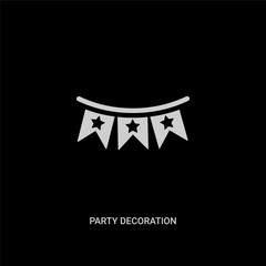 white party decoration vector icon on black background. modern flat party decoration from general concept vector sign symbol can be use for web, mobile and logo.