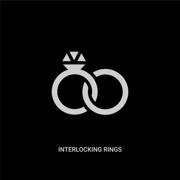 white interlocking rings vector icon on black background. modern flat interlocking rings from general concept vector sign symbol can be use for web, mobile and logo.