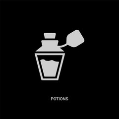 white potions vector icon on black background. modern flat potions from gaming concept vector sign symbol can be use for web, mobile and logo.
