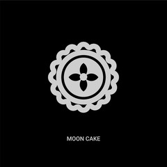 white moon cake vector icon on black background. modern flat moon cake from food and restaurant concept vector sign symbol can be use for web, mobile and logo.