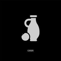 white cider vector icon on black background. modern flat cider from food and restaurant concept vector sign symbol can be use for web, mobile and logo.