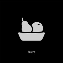 white fruits vector icon on black background. modern flat fruits from food concept vector sign symbol can be use for web, mobile and logo.