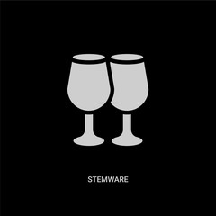 white stemware vector icon on black background. modern flat stemware from food concept vector sign symbol can be use for web, mobile and logo.