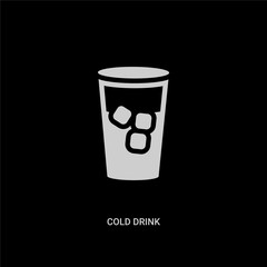 white cold drink vector icon on black background. modern flat cold drink from food concept vector sign symbol can be use for web, mobile and logo.