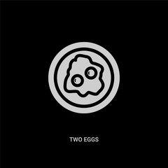 white two eggs vector icon on black background. modern flat two eggs from food concept vector sign symbol can be use for web, mobile and logo.