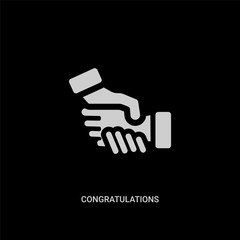 white congratulations vector icon on black background. modern flat congratulations from food concept vector sign symbol can be use for web, mobile and logo.
