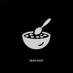 white bean soup vector icon on black background. modern flat bean soup from food concept vector sign symbol can be use for web, mobile and logo.