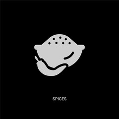 white spices vector icon on black background. modern flat spices from food concept vector sign symbol can be use for web, mobile and logo.