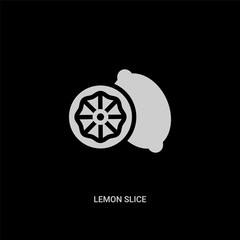white lemon slice vector icon on black background. modern flat lemon slice from food concept vector sign symbol can be use for web, mobile and logo.