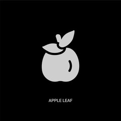 white apple leaf vector icon on black background. modern flat apple leaf from food concept vector sign symbol can be use for web, mobile and logo.