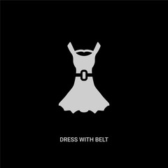 white dress with belt vector icon on black background. modern flat dress with belt from fashion concept vector sign symbol can be use for web, mobile and logo.