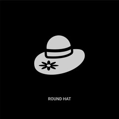 white round hat vector icon on black background. modern flat round hat from fashion concept vector sign symbol can be use for web, mobile and logo.