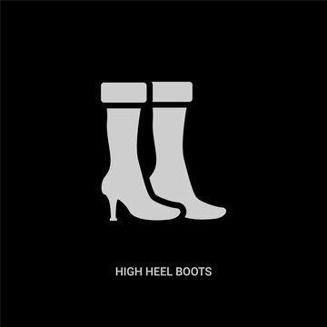 white high heel boots vector icon on black background. modern flat high heel boots from fashion concept vector sign symbol can be use for web, mobile and logo.