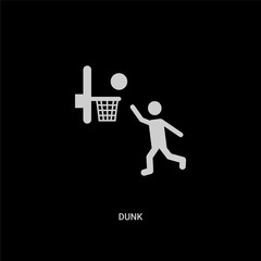 white dunk vector icon on black background. modern flat dunk from entertainment concept vector sign symbol can be use for web, mobile and logo.